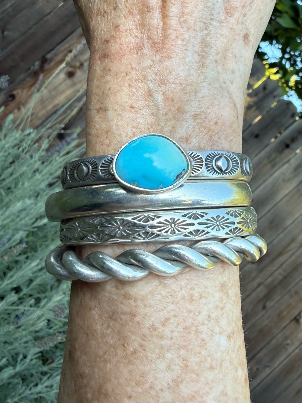 Numi Olive Royston Nugget Turquoise Heavyweight Sterling Silver Cuff - Picture 9 of 9